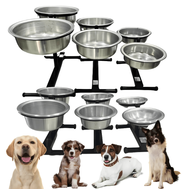 Comedouro Bebedouro Duplo Ajustável em Alumínio – Saúde e Conforto | ForPatas