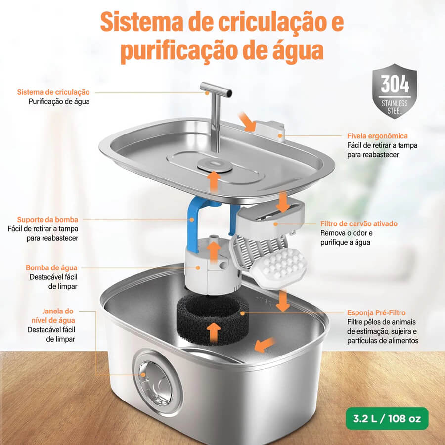 Bebedouro Inteligente de Água com Torneira 3.2L - Duty™