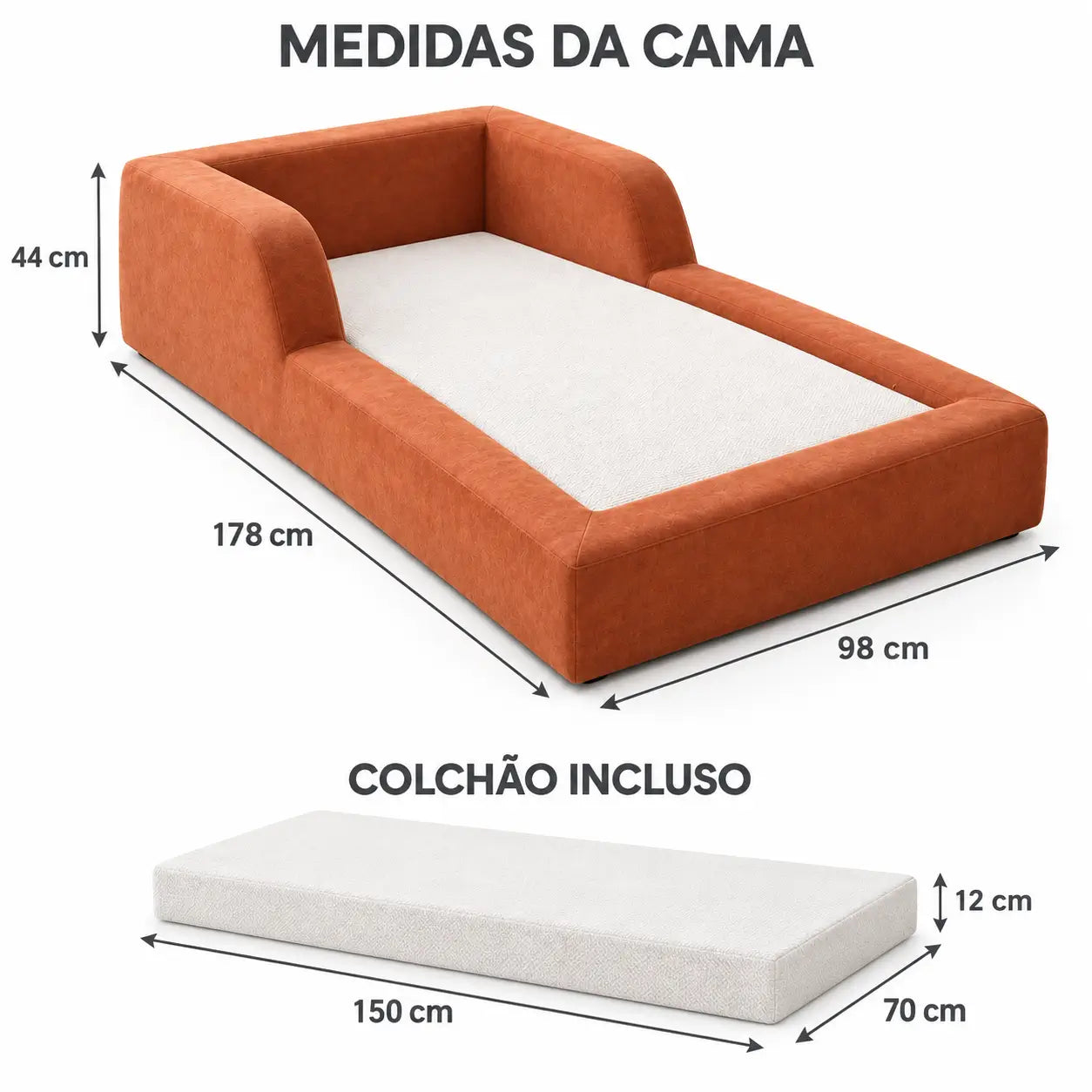 Cama Gigante Premium Bed in Box com Colchão D26 Lavável para Pets de Grande Porte