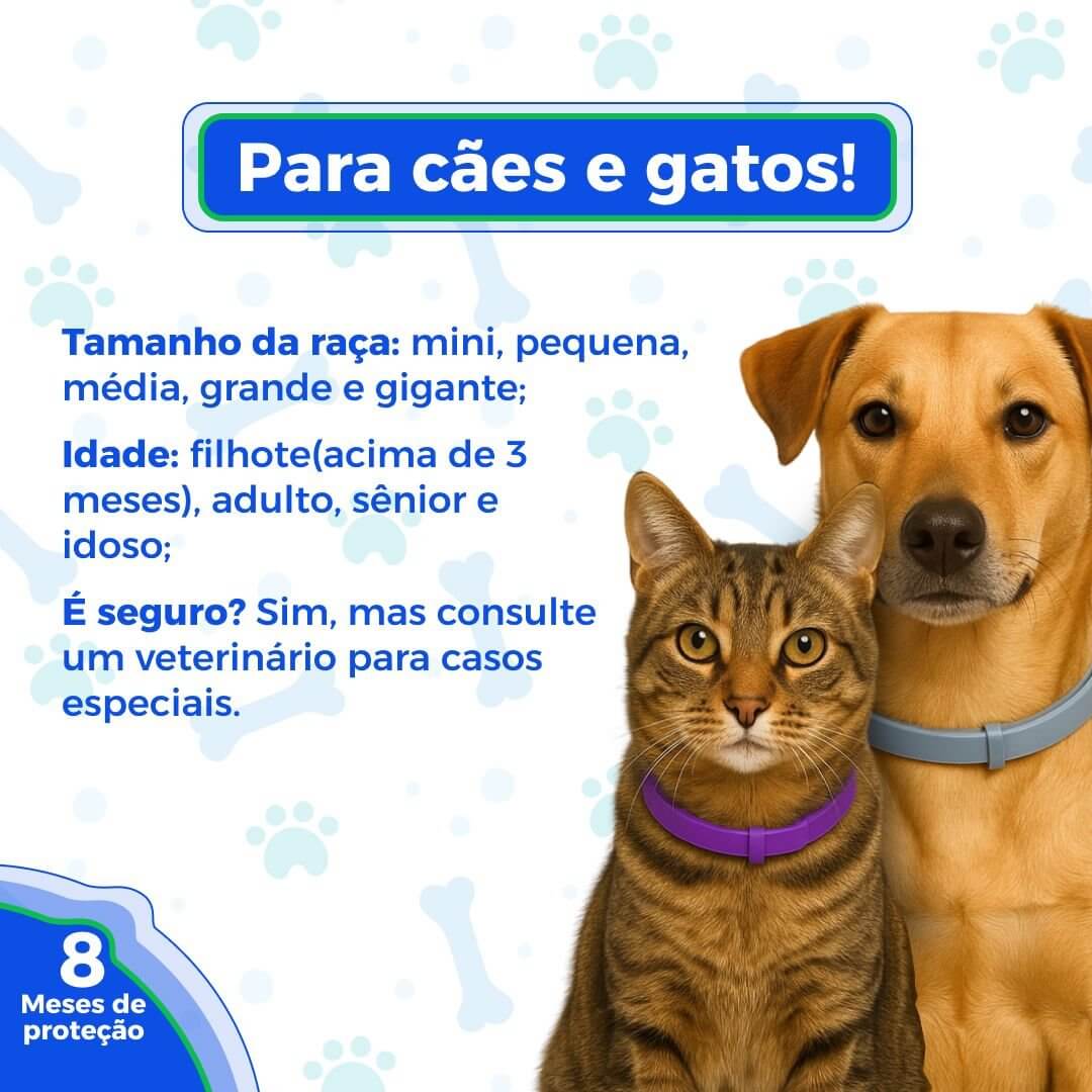 Coleira Anti Pulgas, Carrapatos e Mosquitos 100% Natural – Proteção até 8 Meses | ForPatas