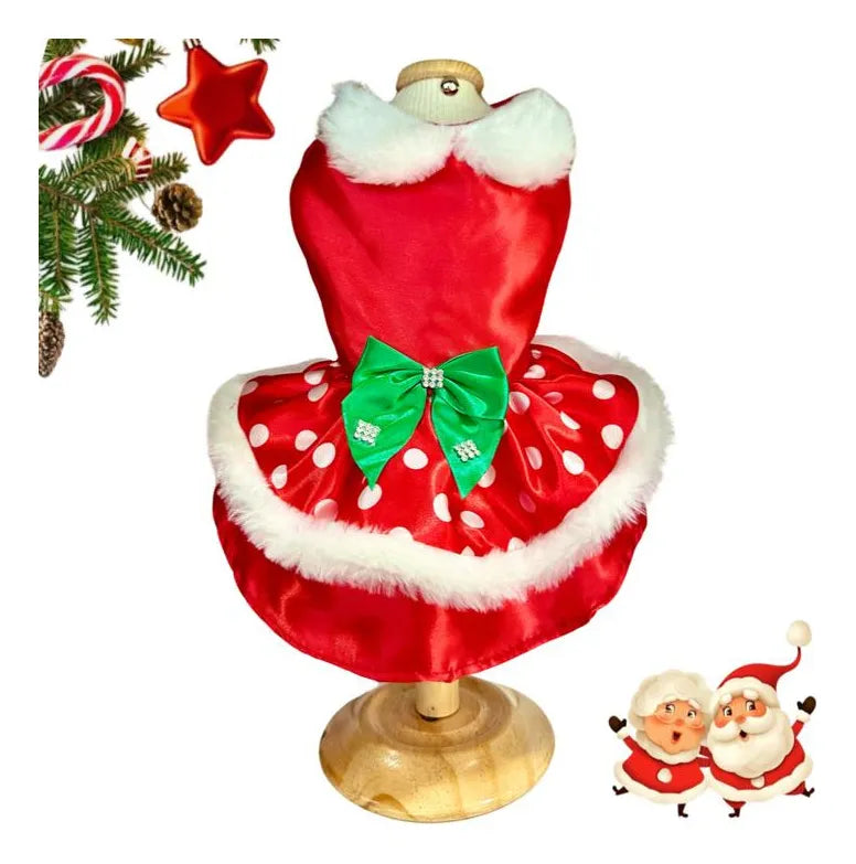 Vestido Natalino Mamãe Noel Sparkle™ – Luxo Para Cães e Gatos
