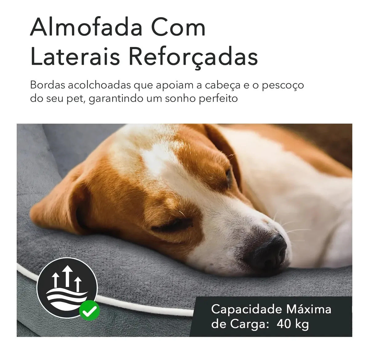 Cama Ortopédica com Suporte Cervical e Fundo Impermeável para Cachorro e Gato 89x71cm Snouty™