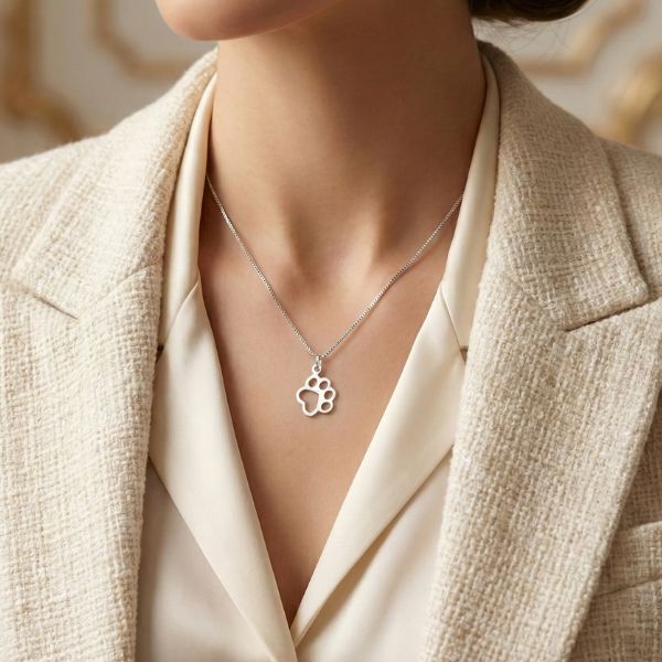 Colar Feminino Pet em Prata 925 com Patinhas – Lupzy™ | Homenagem Delicada a Cães e Gatos