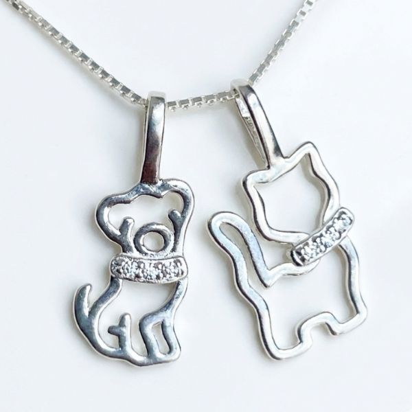 Colar Pets Love em Prata 925 + Zircônias com Pingente de Cachorro ou Gato – Lupzy™ | Amor Pet em Forma de Joia