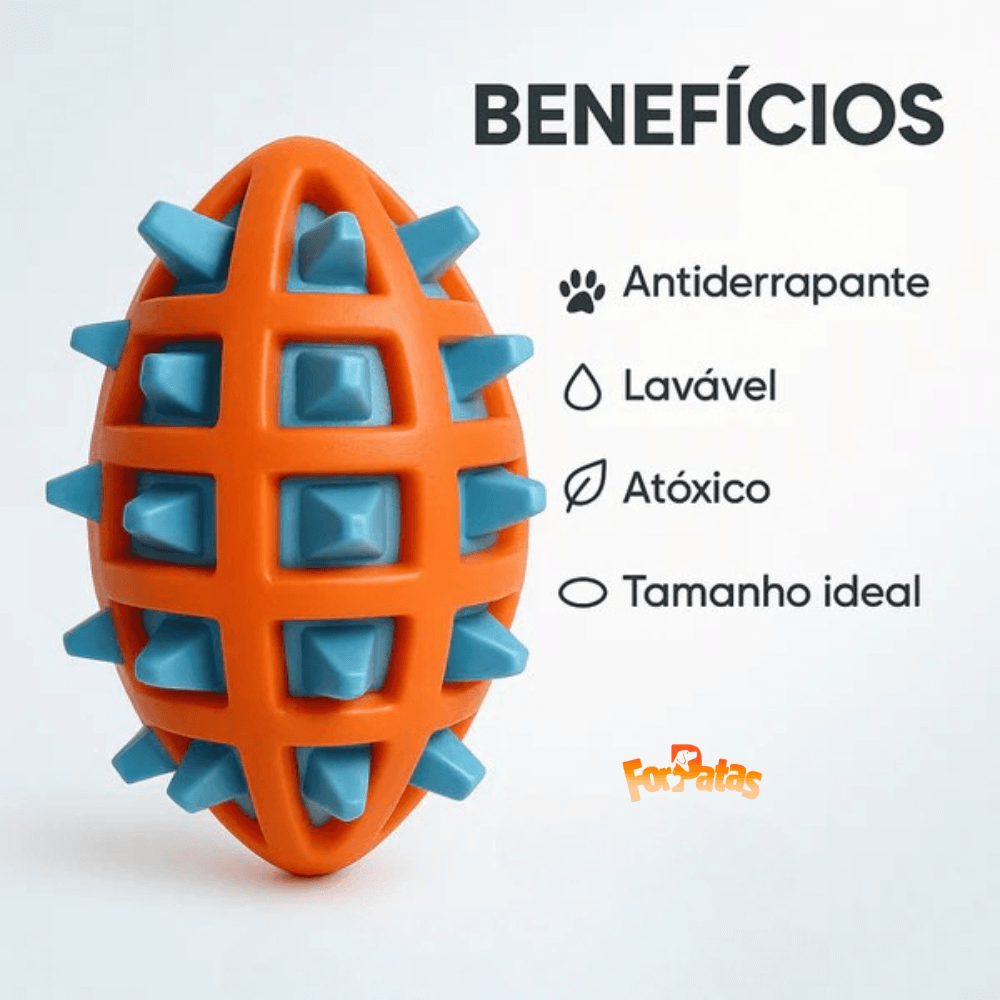 Bola Mordedor Rugby com Spikes e Apito – Brinquedo Resistente para Cães