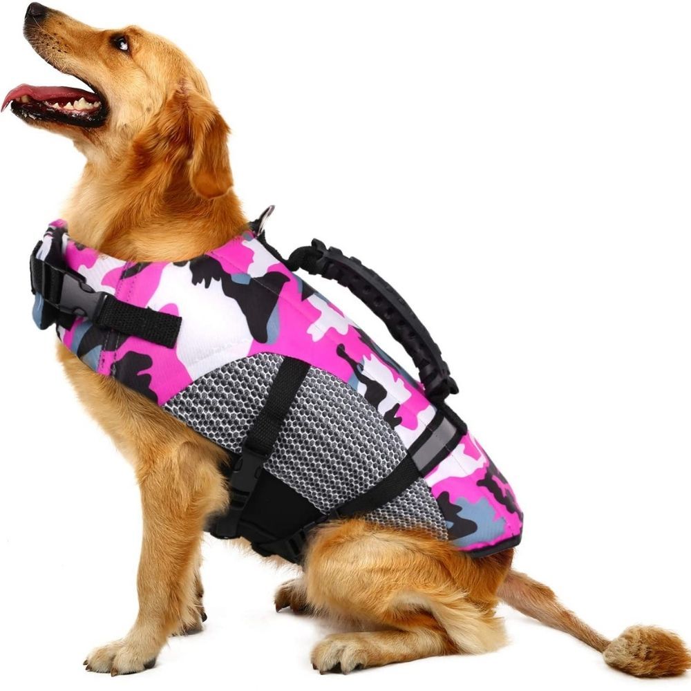Colete Salva-Vidas Camuflado Neon para Pets – WavePet™ | Segurança e Conforto