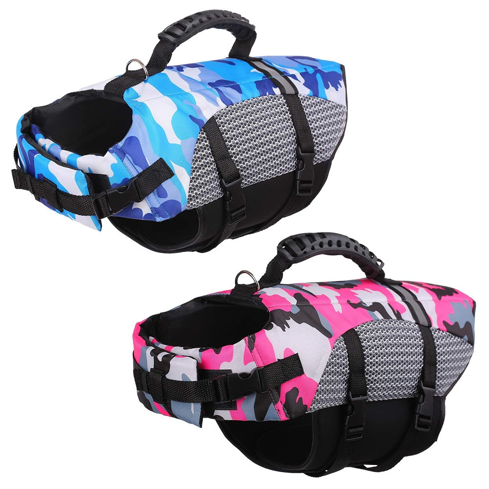 Colete Salva-Vidas Camuflado Neon para Pets – WavePet™ | Segurança e Conforto