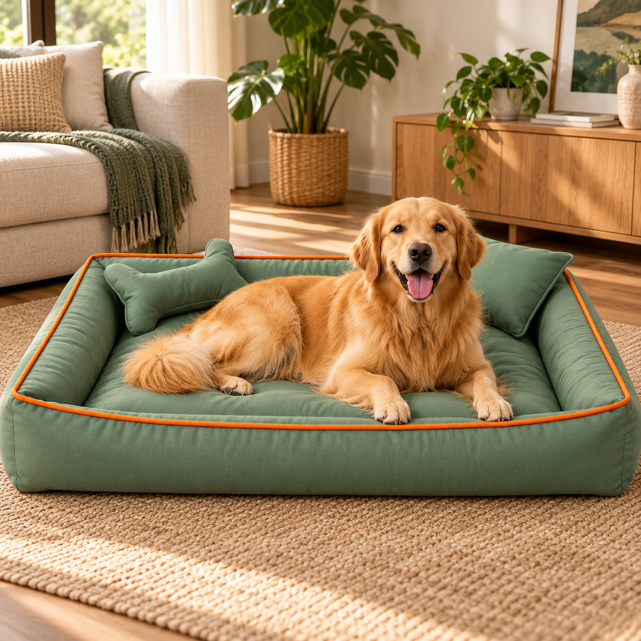 Cama Grande Lavável com Zíper e Enchimentos Removíveis para Cachorro e Gato BigNest™