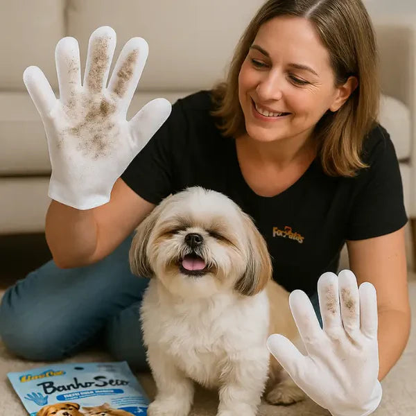 Kit Limpeza Premium para Pets – Luva Umedecida + Escova Removedora + Rolo Adesivo | ForPatas