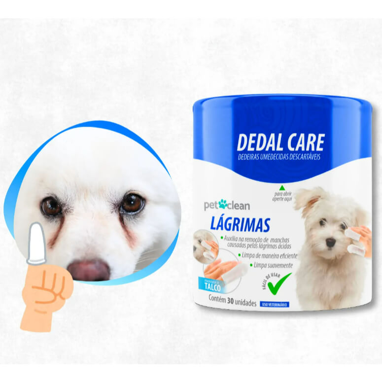 Dedeiras Umedecidas Limpa Lágrimas Pet Clean Dedal Care – 30 Unidades