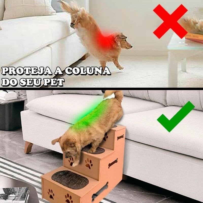 Escada Pet em MDF com Carpete Antiderrapante 3 Degraus – ForPatas™