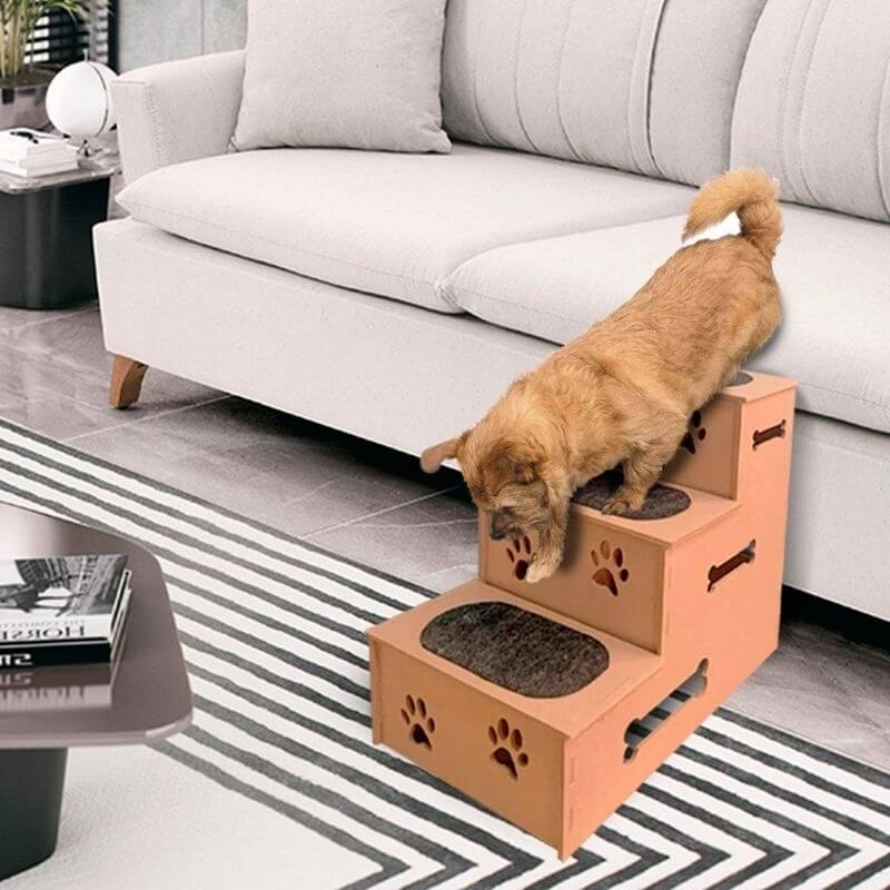 Escada Pet em MDF com Carpete Antiderrapante 3 Degraus – ForPatas™