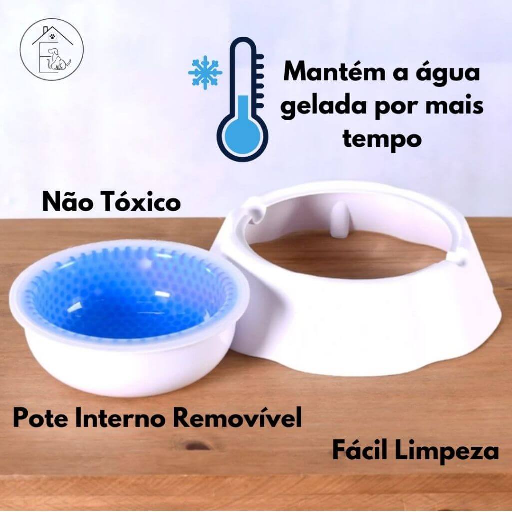 Tigela Gelada para Cães e Gatos – Água Sempre Fresquinha | ForPatas