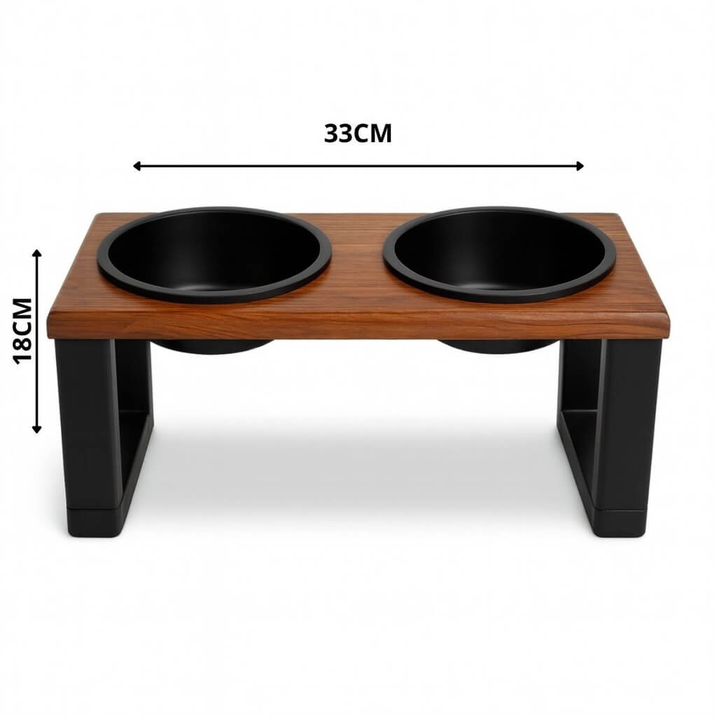 Comedouro Duplo com Tampa Hermética em Madeira Maciça – ForPatas™ | Design Moderno e Funcional