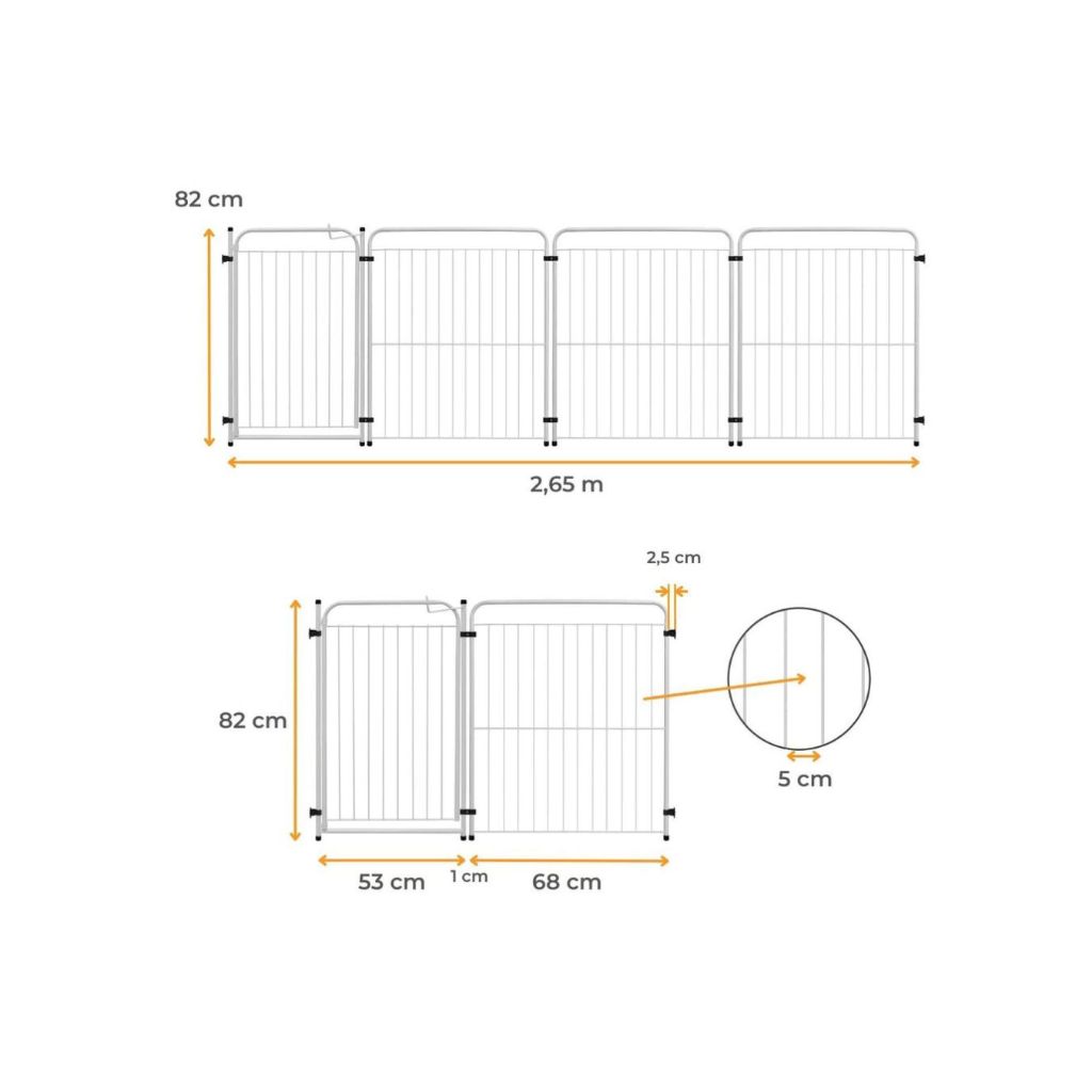 Cercado Pet Dobrável com Portão 82cm em Aço – Duty™ | Segurança Modular para Pets e Crianças