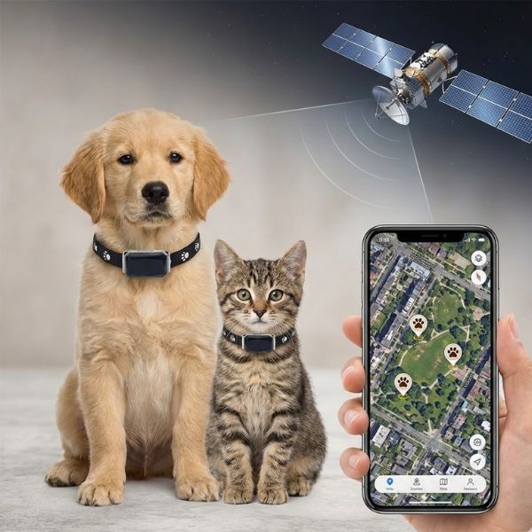Coleira com GPS Rastreador em Tempo Real com Cerca Virtual para Cachorro e Gato Snouty™