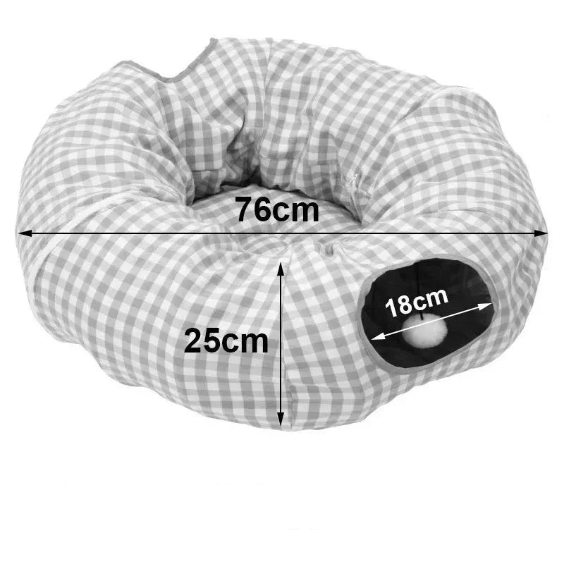 Cama 2 em 1 TunnelNest™ – Túnel Divertido + Conforto para Pets