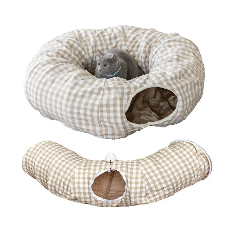 Cama 2 em 1 TunnelNest™ – Túnel Divertido + Conforto para Pets