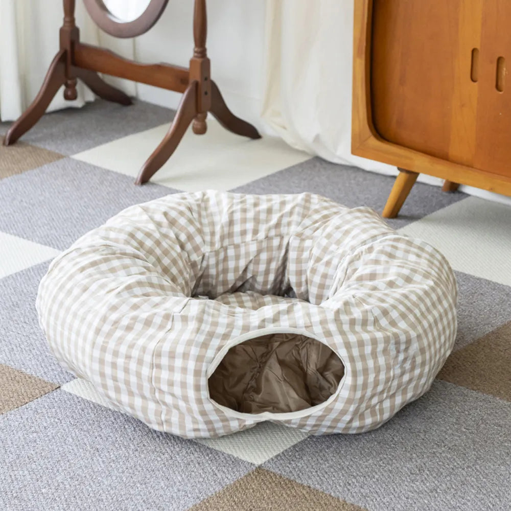 Cama 2 em 1 TunnelNest™ – Túnel Divertido + Conforto para Pets