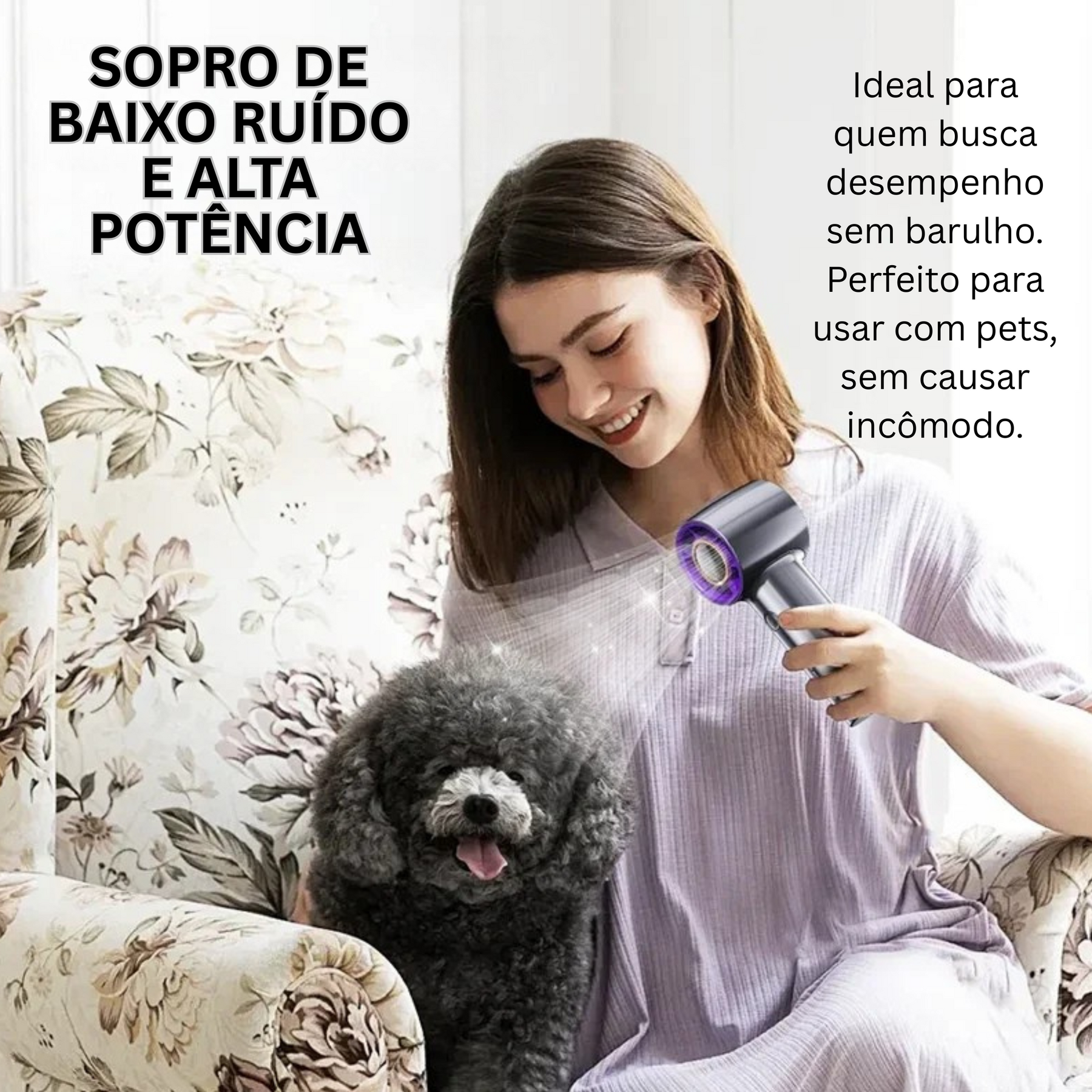 Secador Portátil Silencioso USB para Pets – BreezyPet™