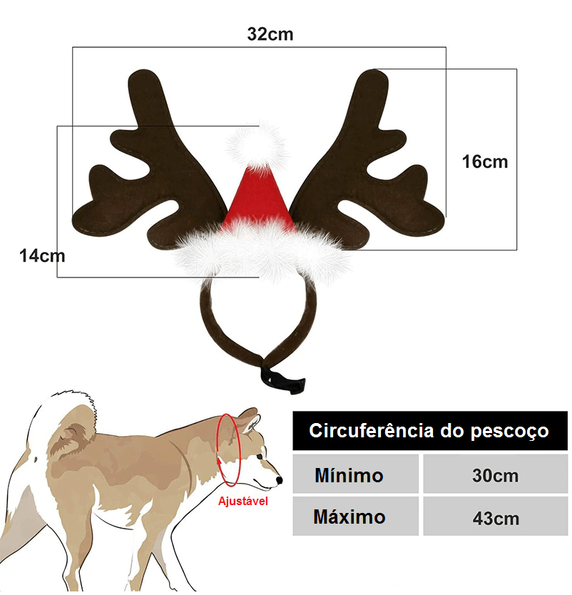 Acessório Rena Natalina - Snouty™ | Exclusivo da ForPatas