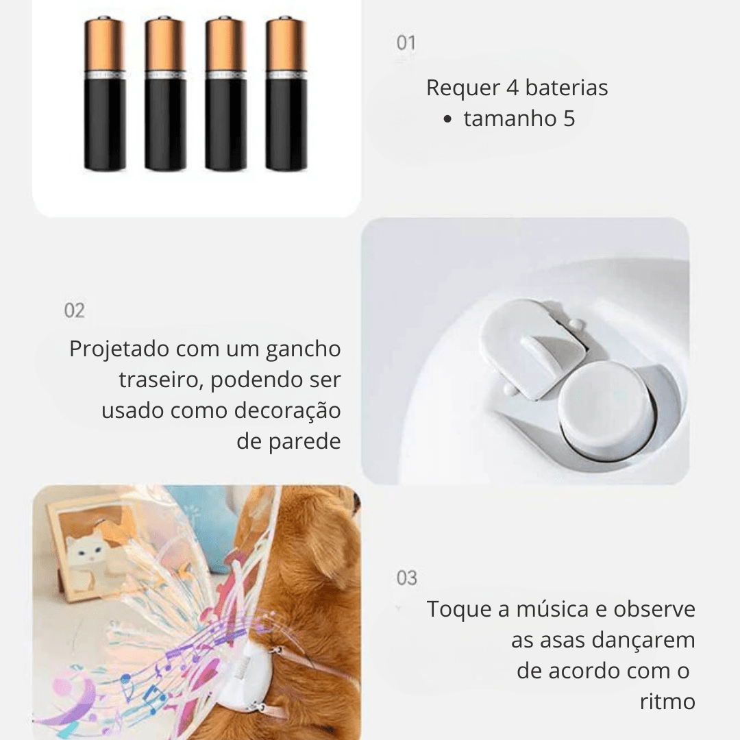 Asas de Borboleta Pet Brilhante - Kinect™ | Exclusivo da ForPatas