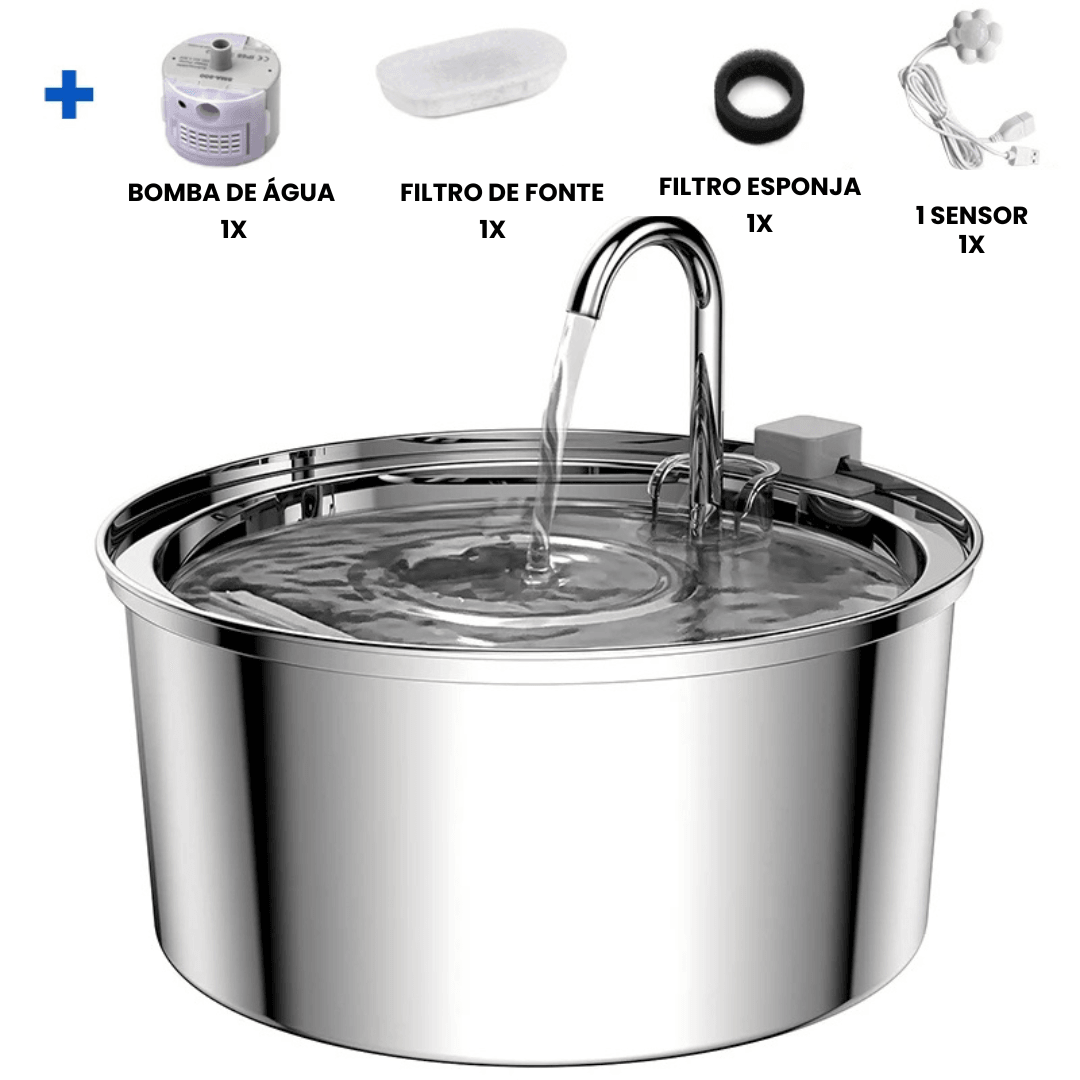 Bebedouro Inoxidável e Fonte para Gatos com Filtro Tripla Ação 3,2L - Lupzy™ | Exclusivo da ForPatas
