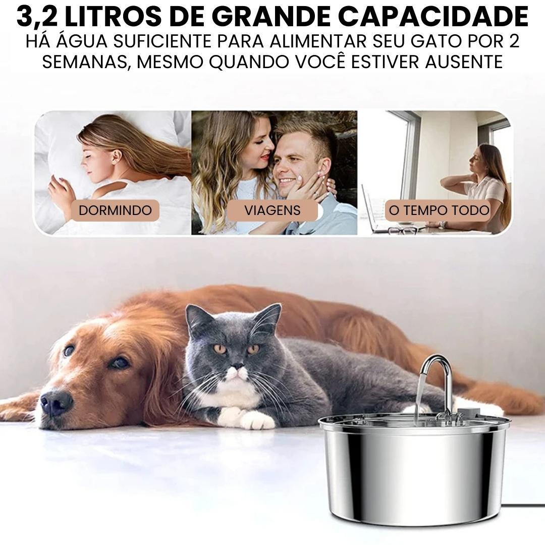 Bebedouro Inoxidável e Fonte para Gatos com Filtro Tripla Ação 3,2L - Lupzy™ | Exclusivo da ForPatas