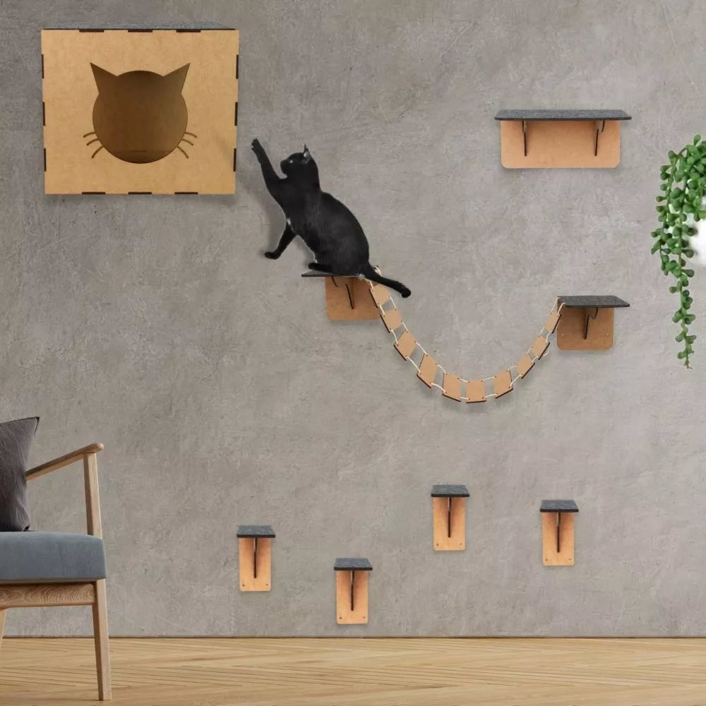 Playground para Gatos Modular de 7 a 15 Peças em MDF – Snouty™ | Diversão, Escalada e Bem-Estar Diário