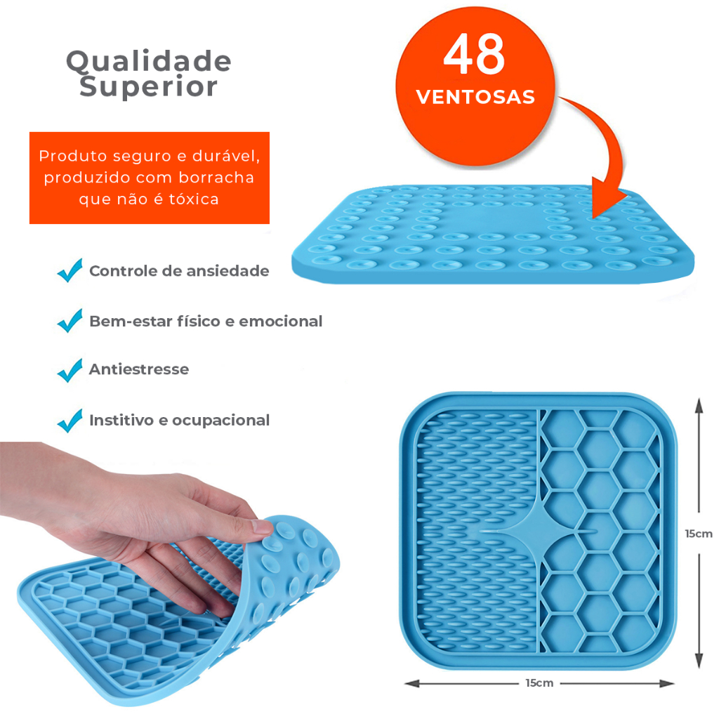 Tapete Comedouro De Lamber Para Cães Gatos Com Ventosa Pet