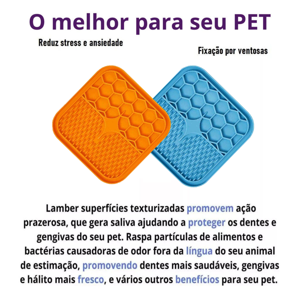 Tapete Comedouro De Lamber Para Cães Gatos Com Ventosa Pet