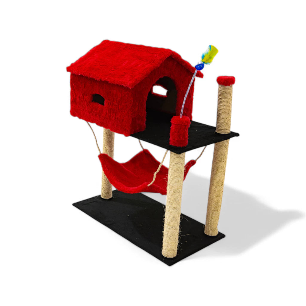 Arranhador para Gatos com Casinha e Playground Completo – Snouty™ | Diversão, Proteção e Aconchego Diário