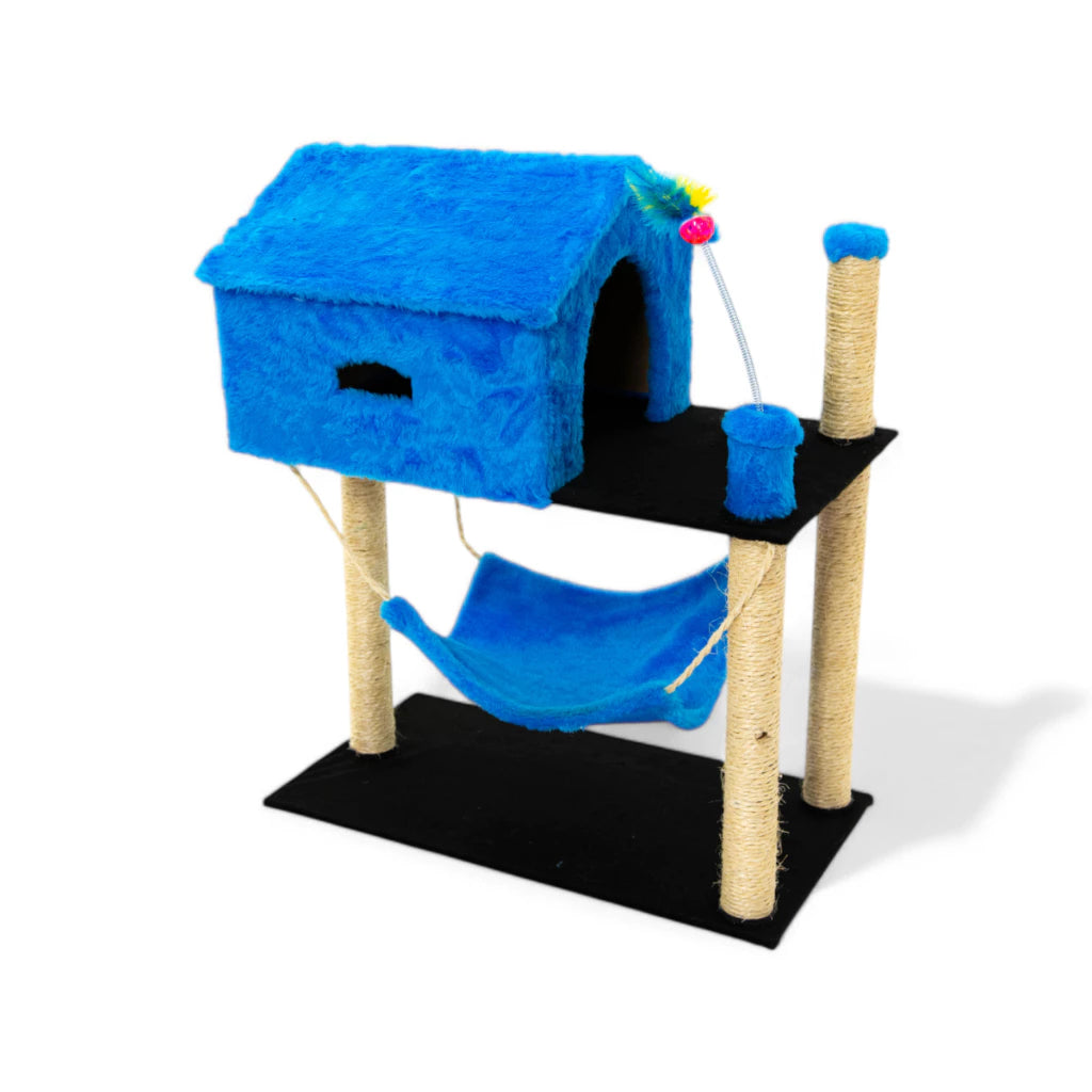 Arranhador para Gatos com Casinha e Playground Completo – Snouty™ | Diversão, Proteção e Aconchego Diário