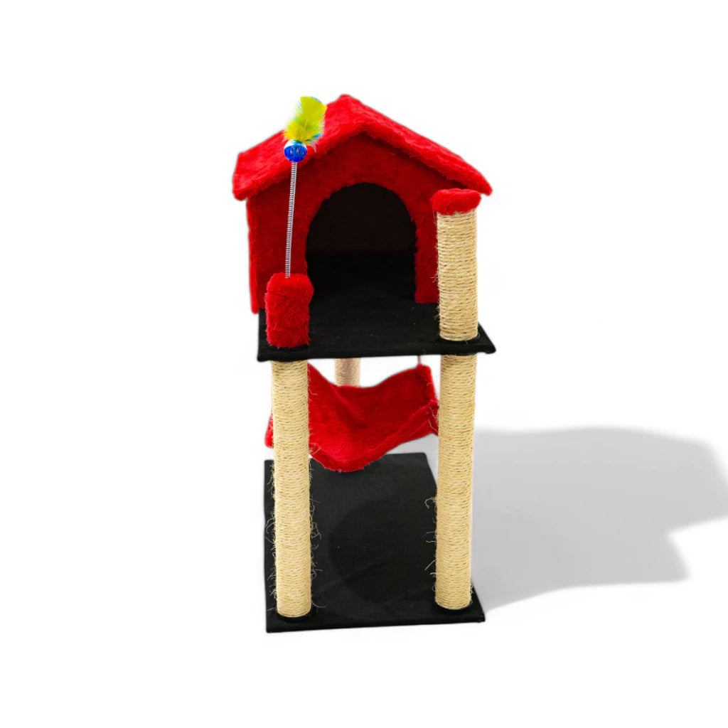 Arranhador para Gatos com Casinha e Playground Completo – Snouty™ | Diversão, Proteção e Aconchego Diário