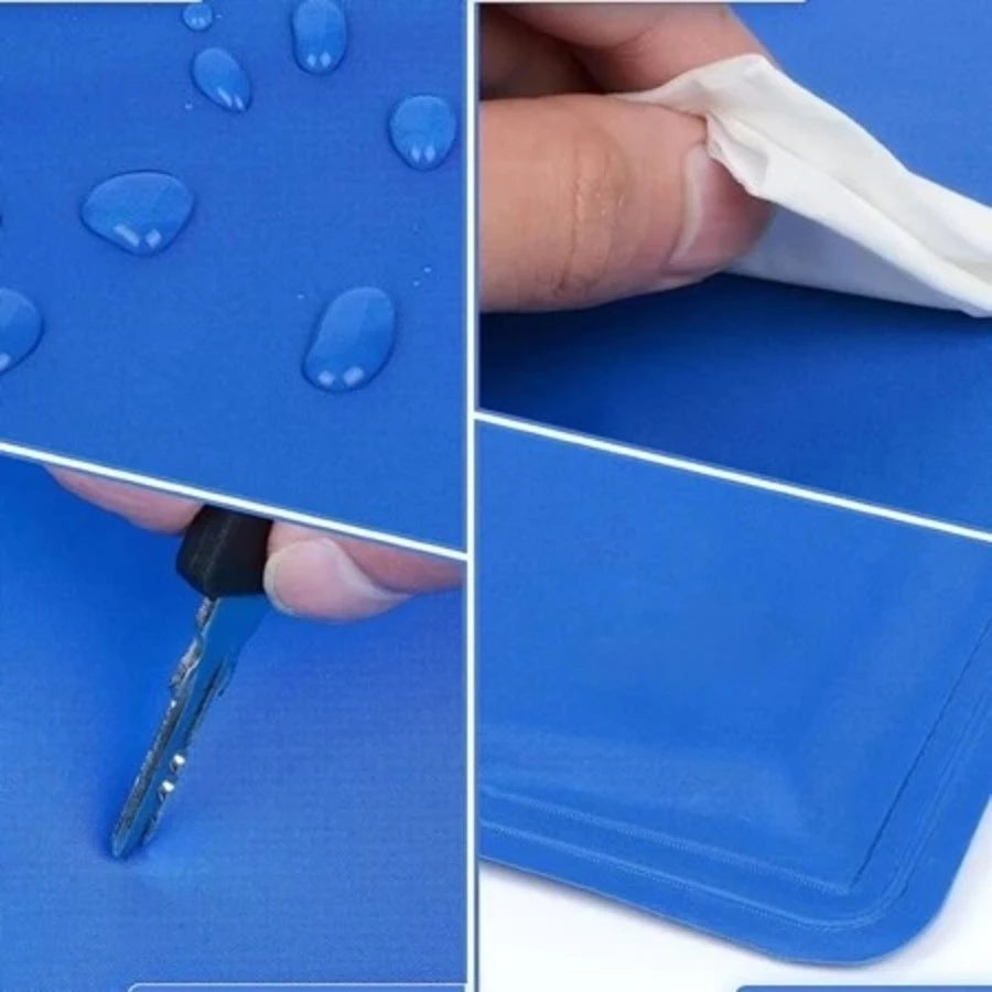 Tapete Gelado Azul para Pets Refrescante Contra Calor + Conforto Imediato