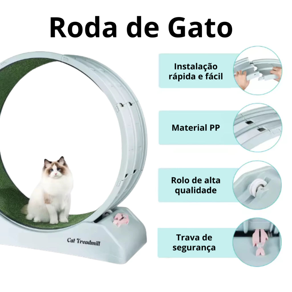 Roda de Exercício Indoor Silenciosa com Varinha para Cachorro e Gato até 15kg