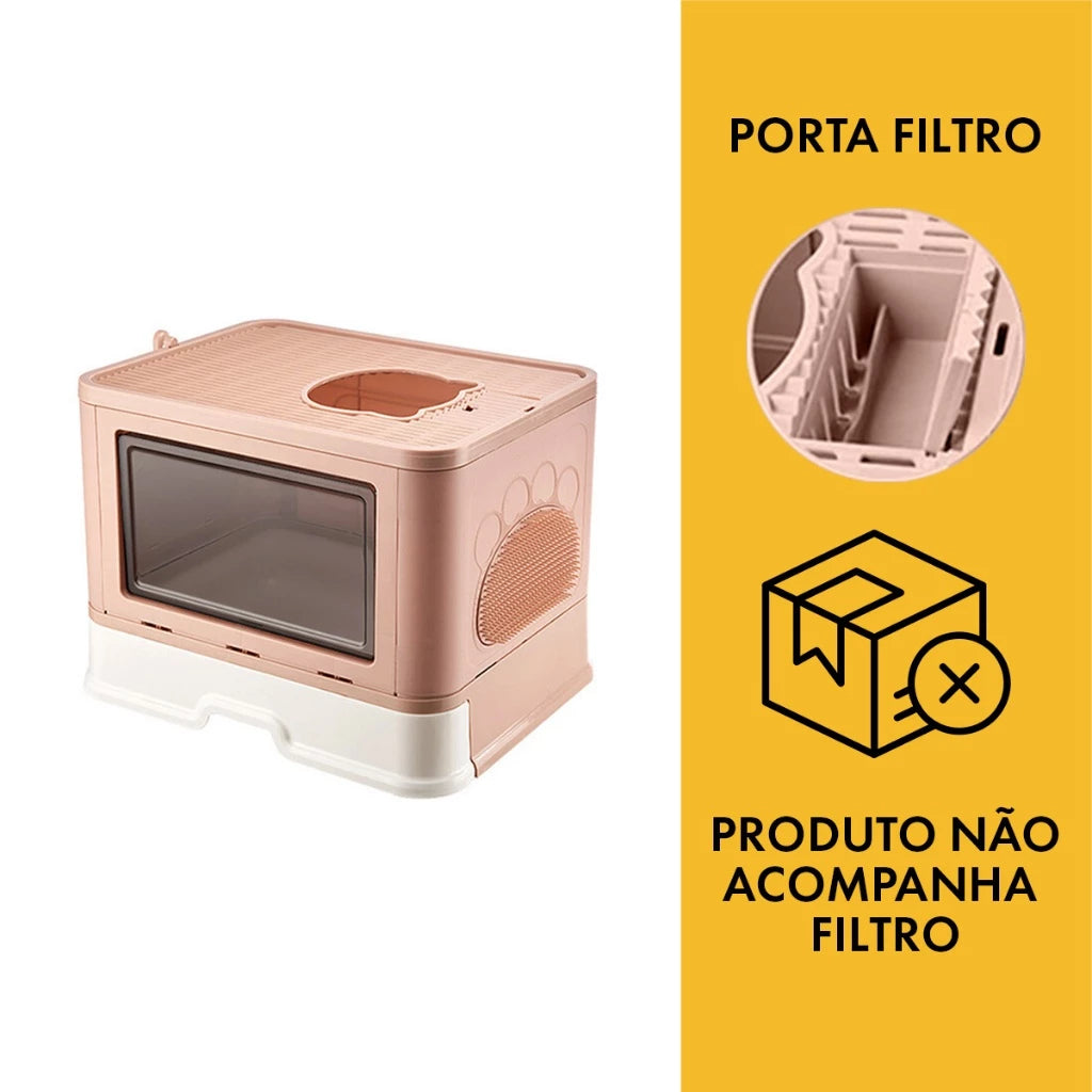 Caixa de Areia Premium Fechada com Entrada Superior e Arranhador – Snouty™ | Mais Limpeza e Zero Odor