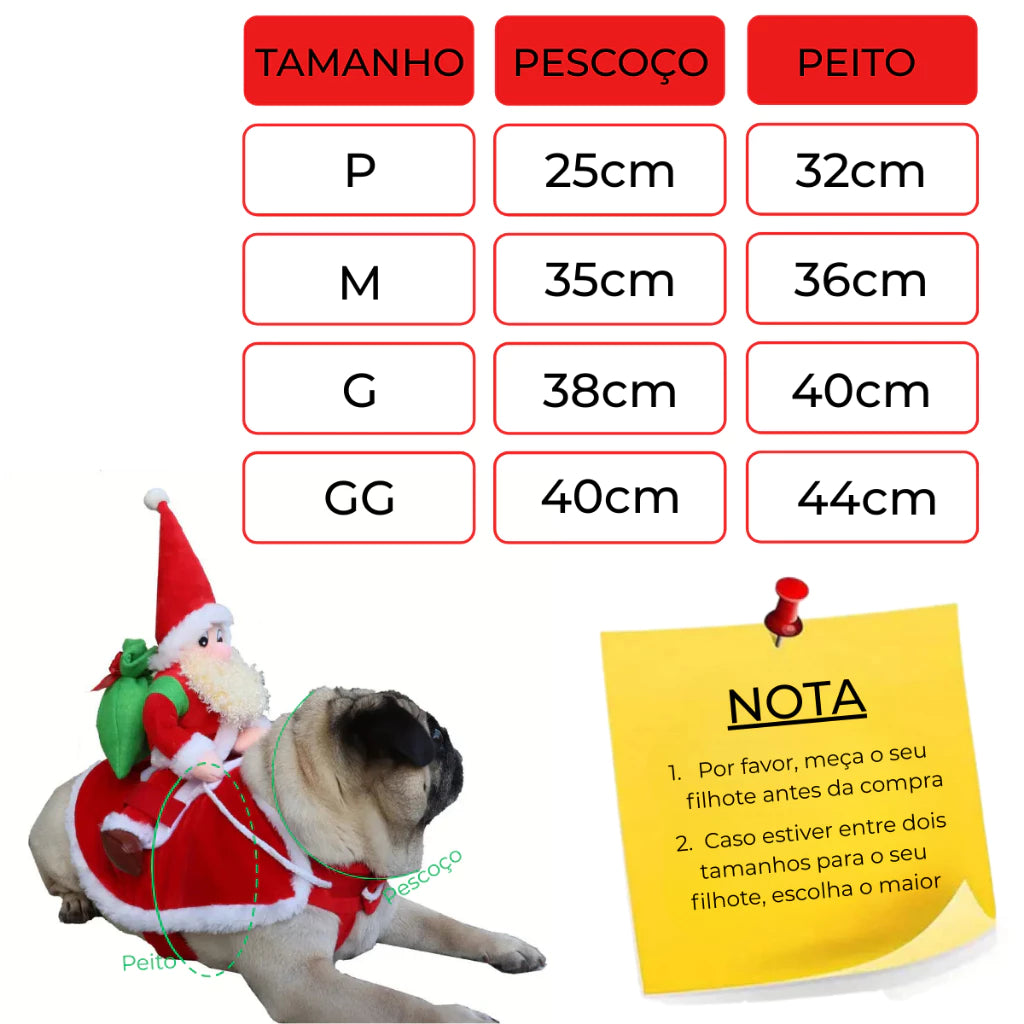 Roupa Fantasia de Natal Papai Noel para Cães e Gatos – Barkify™
