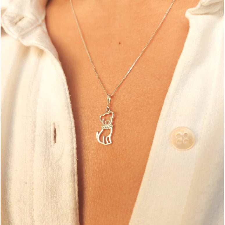 Colar Pets Love em Prata 925 + Zircônias com Pingente de Cachorro ou Gato – Lupzy™ | Amor Pet em Forma de Joia