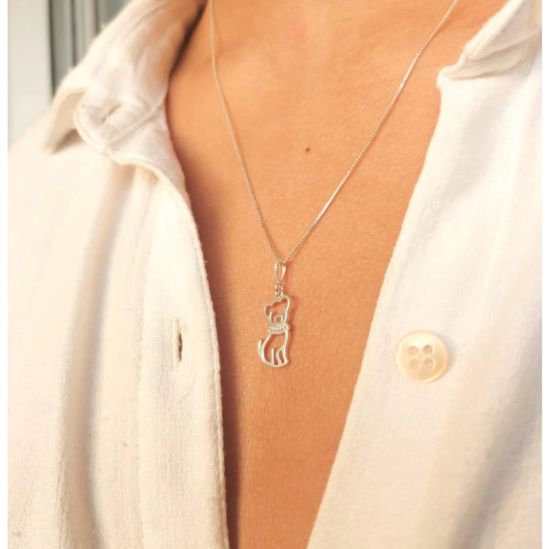 Colar Pets Love em Prata 925 + Zircônias com Pingente de Cachorro ou Gato – Lupzy™ | Amor Pet em Forma de Joia