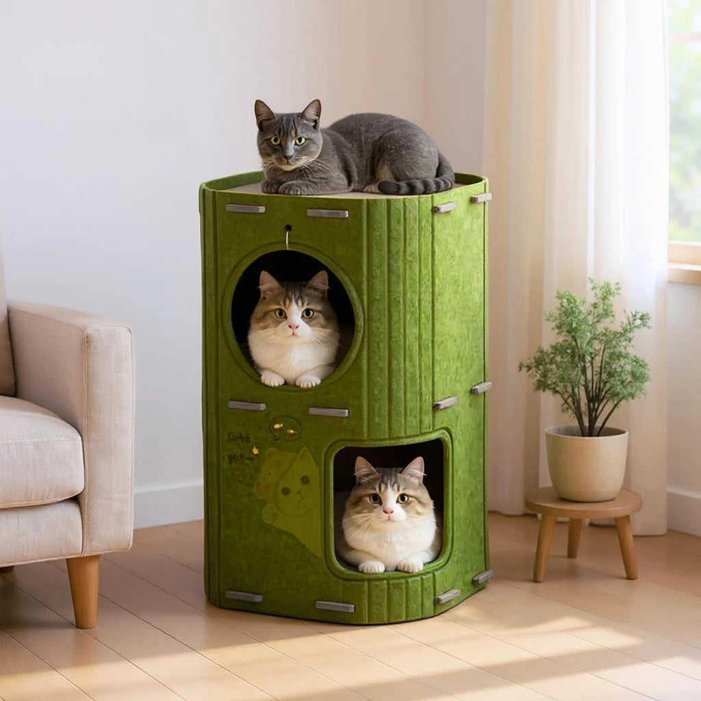 Casa em Feltro Multicamadas com Arranhador e Escalador Vertical para Cachorro e Gato Snouty™
