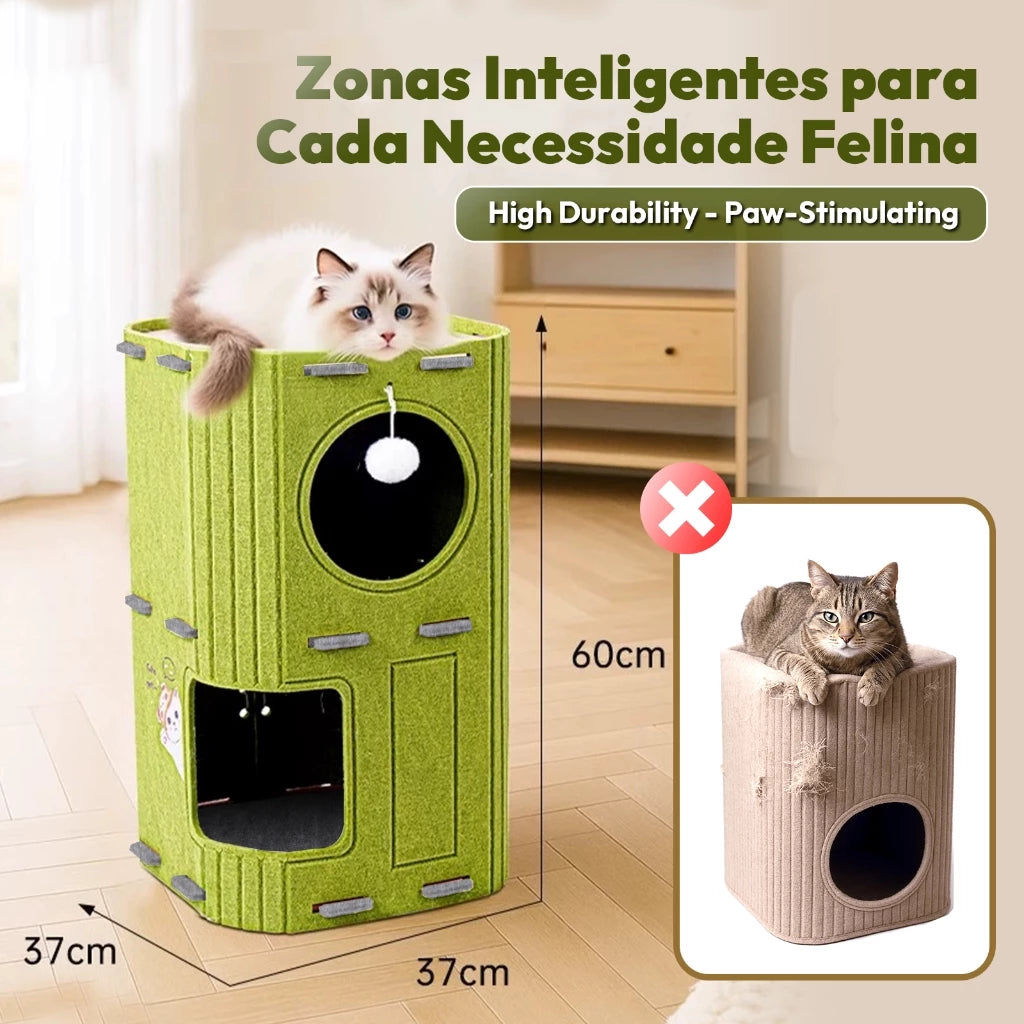 Casa em Feltro Multicamadas com Arranhador e Escalador Vertical para Cachorro e Gato Snouty™