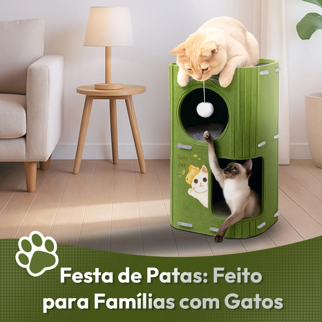 Casa em Feltro Multicamadas com Arranhador e Escalador Vertical para Cachorro e Gato Snouty™