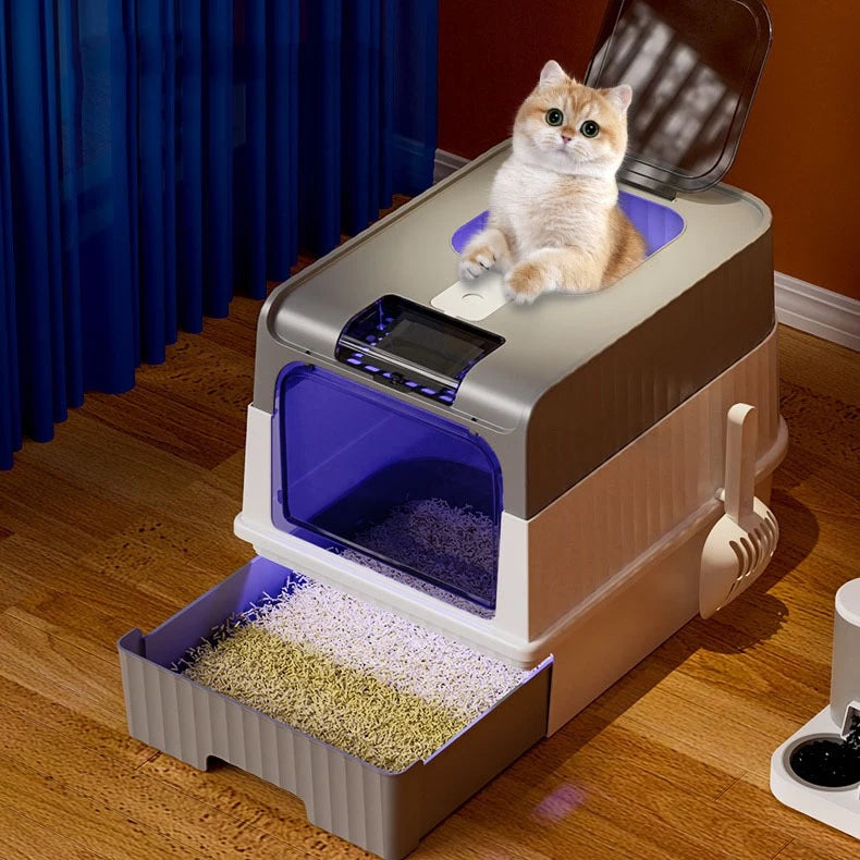 Caixa de Areia Fechada Antiodor com UV Sanitizante e Filtro Carvão para Gato SmartClean™
