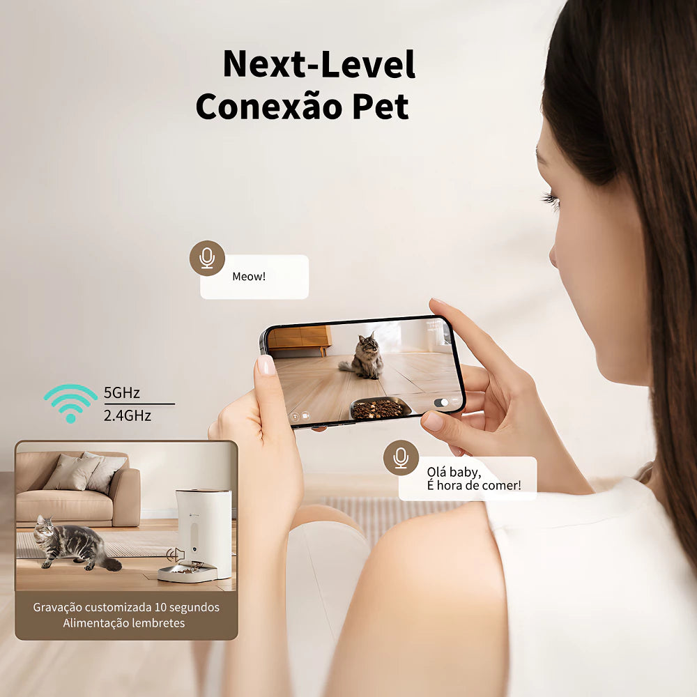 Comedouro Automático com Câmera 2K e Controle por App para Cachorro e Gato Amicura™