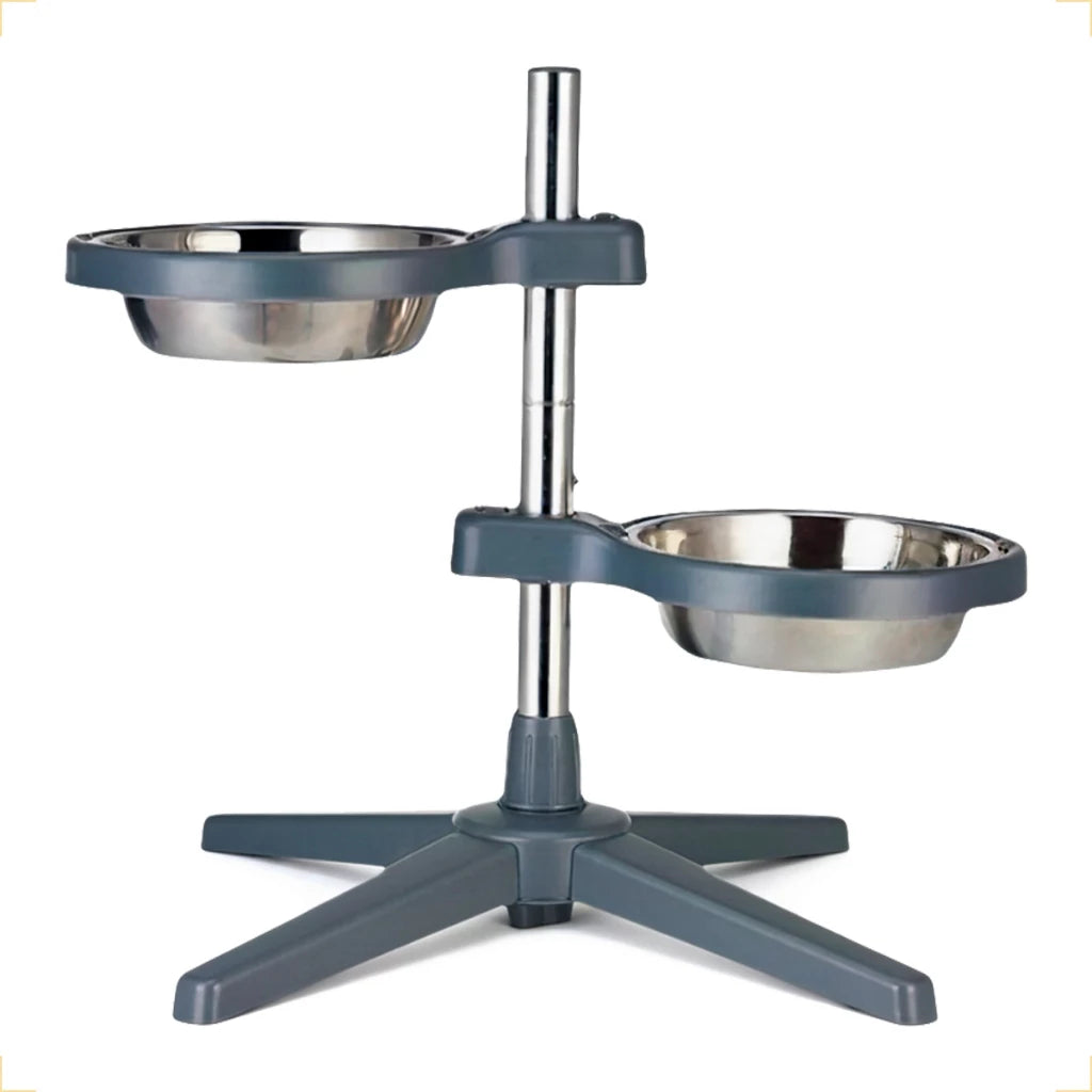 Comedouro Bebedouro Duplo Elevado Ajustável Inox 1L – Lupzy™ | Postura Saudável e Mais Conforto