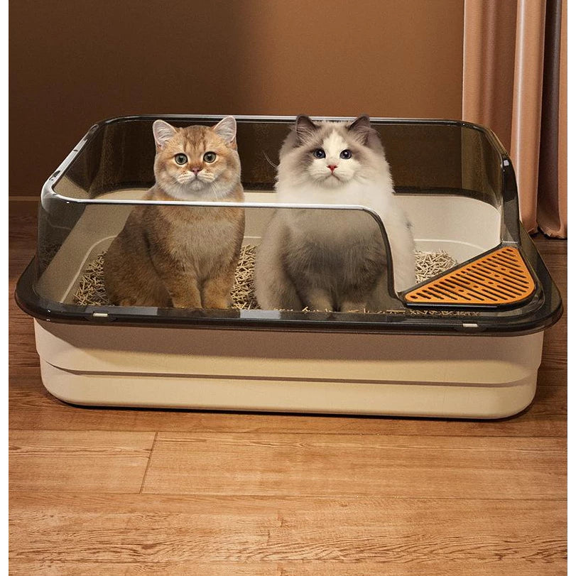 Caixa de Areia Semi Fechada Extra Grande para Gato com Pazinha Higiênica 60cm MeowSpace™