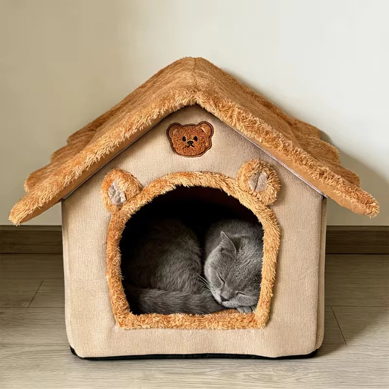 Cama Casinha Toca de Pelúcia Lavável para Cães e Gatos – Snouty™ | Aconchego e Proteção em Cada Descanso