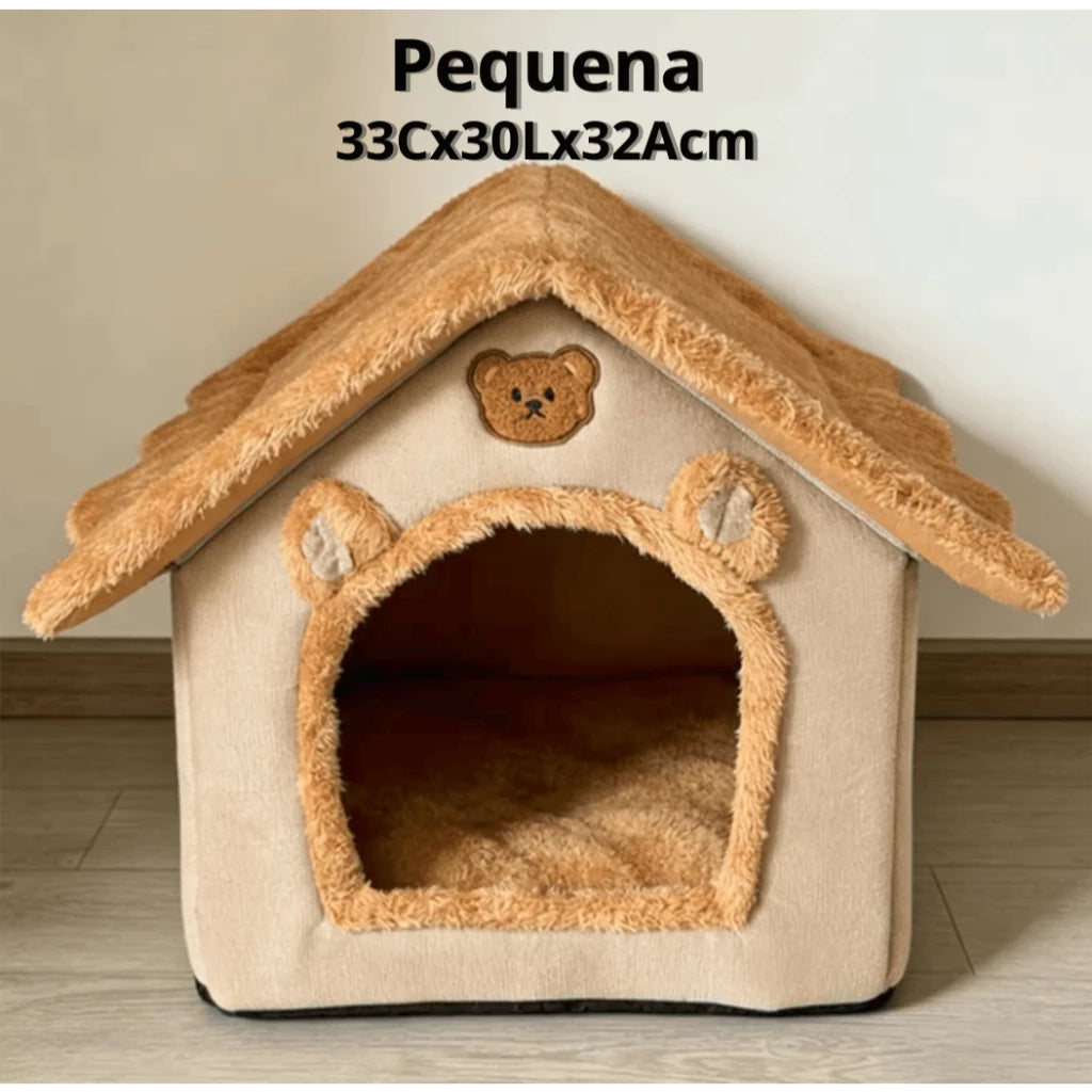 Cama Casinha Toca de Pelúcia Lavável para Cães e Gatos – Snouty™ | Aconchego e Proteção em Cada Descanso