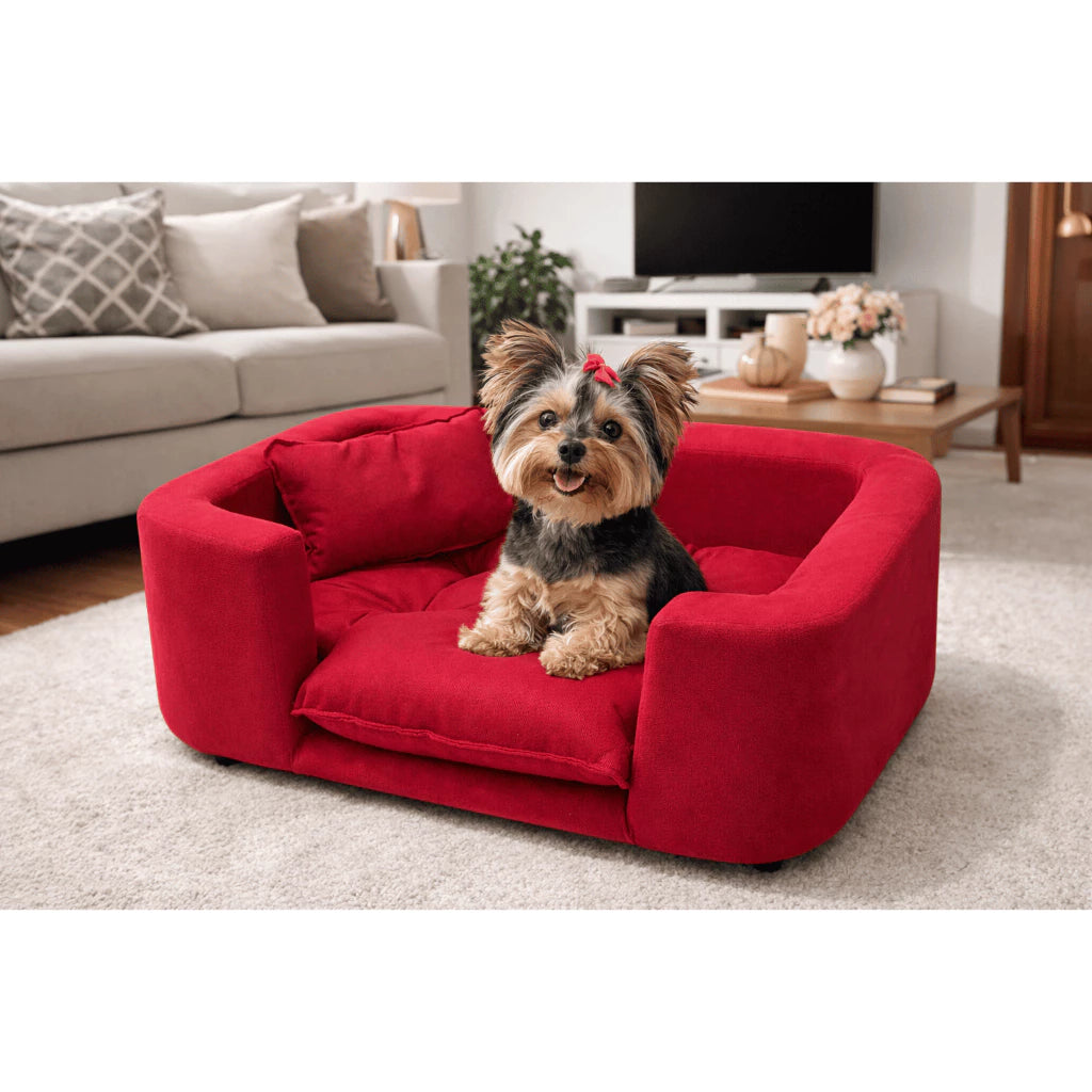 Poltrona Pet Estofada em Madeira Maciça para Cachorro e Gato com Almofada Lavável CozyWood™